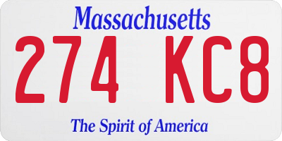MA license plate 274KC8