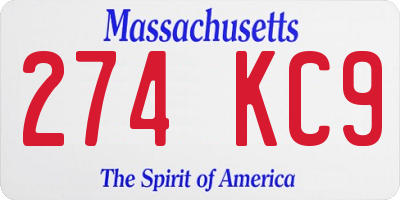 MA license plate 274KC9