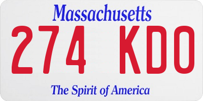 MA license plate 274KD0