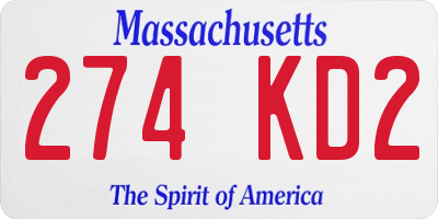 MA license plate 274KD2