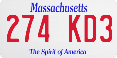 MA license plate 274KD3