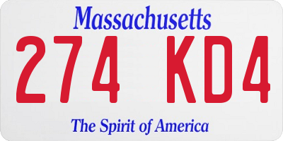 MA license plate 274KD4