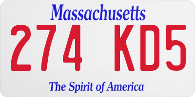 MA license plate 274KD5