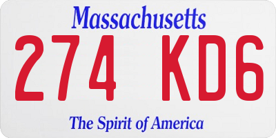 MA license plate 274KD6