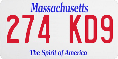 MA license plate 274KD9