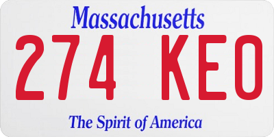 MA license plate 274KE0