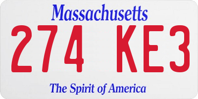 MA license plate 274KE3