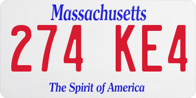 MA license plate 274KE4