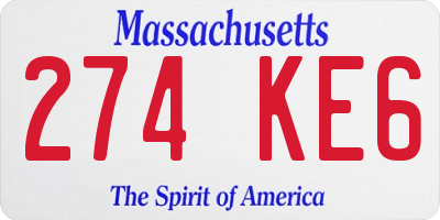 MA license plate 274KE6