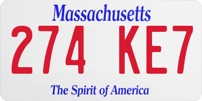 MA license plate 274KE7