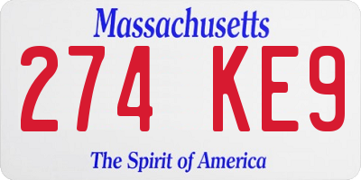 MA license plate 274KE9