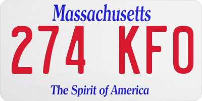 MA license plate 274KF0