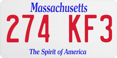 MA license plate 274KF3