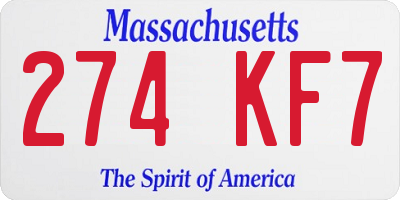 MA license plate 274KF7