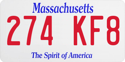 MA license plate 274KF8