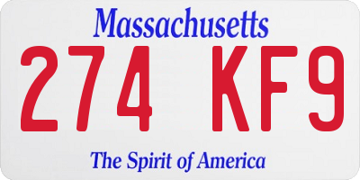 MA license plate 274KF9