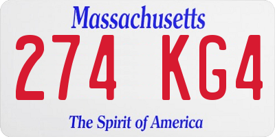 MA license plate 274KG4