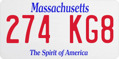 MA license plate 274KG8