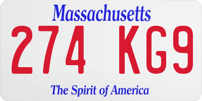 MA license plate 274KG9