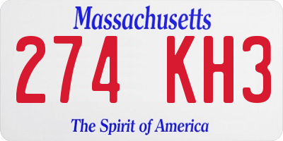 MA license plate 274KH3