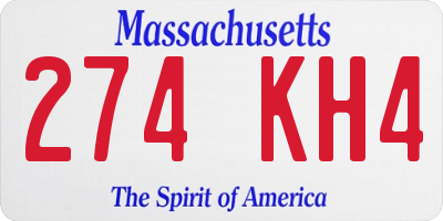 MA license plate 274KH4