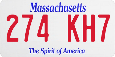MA license plate 274KH7