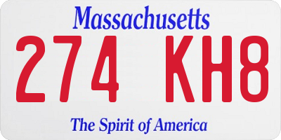 MA license plate 274KH8
