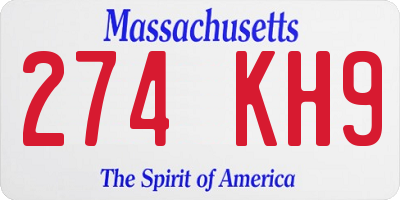 MA license plate 274KH9