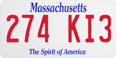 MA license plate 274KI3