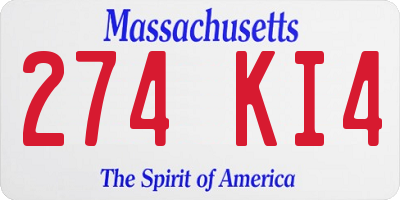 MA license plate 274KI4
