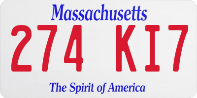 MA license plate 274KI7