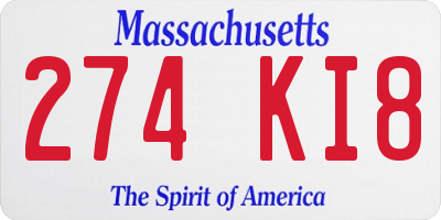 MA license plate 274KI8