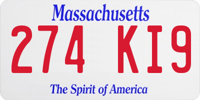 MA license plate 274KI9