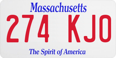 MA license plate 274KJ0