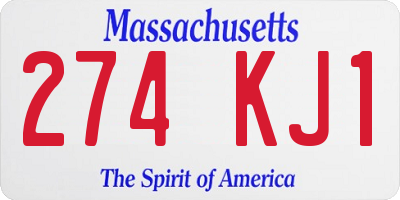 MA license plate 274KJ1