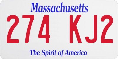 MA license plate 274KJ2
