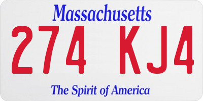 MA license plate 274KJ4