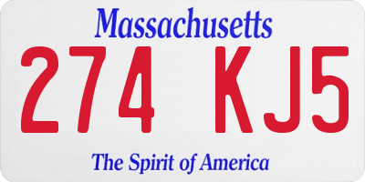 MA license plate 274KJ5