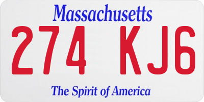MA license plate 274KJ6