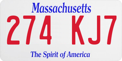 MA license plate 274KJ7