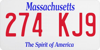 MA license plate 274KJ9