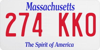 MA license plate 274KK0