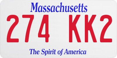 MA license plate 274KK2
