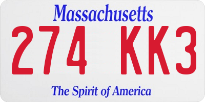 MA license plate 274KK3