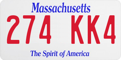 MA license plate 274KK4
