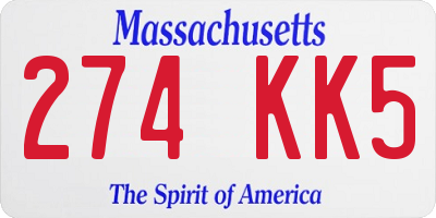 MA license plate 274KK5