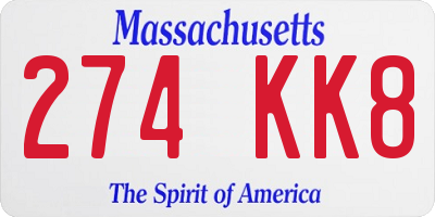 MA license plate 274KK8