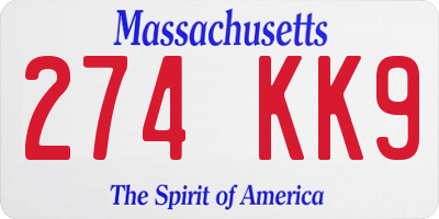 MA license plate 274KK9