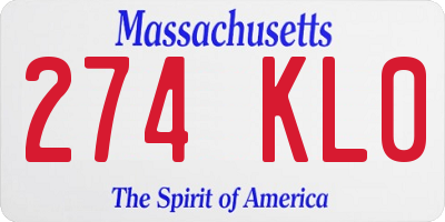MA license plate 274KL0