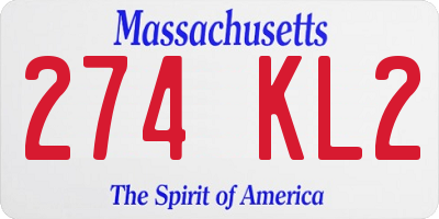 MA license plate 274KL2
